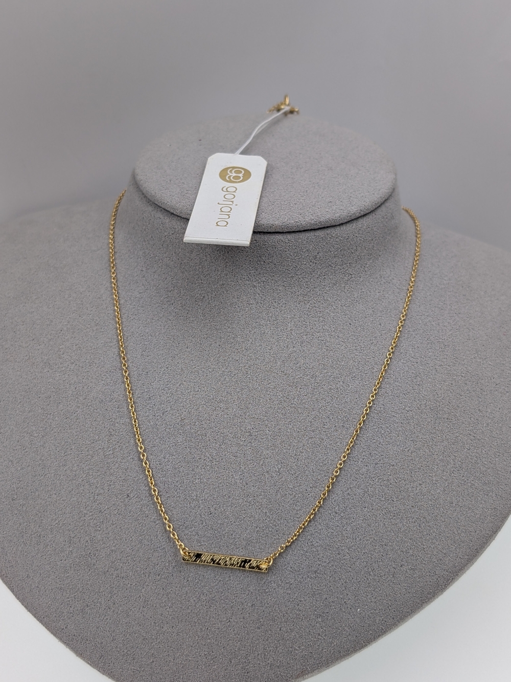 NWT Gorjana Etched Horizontal Bar Collar Necklace 18K Gold Plated 16" Bb32